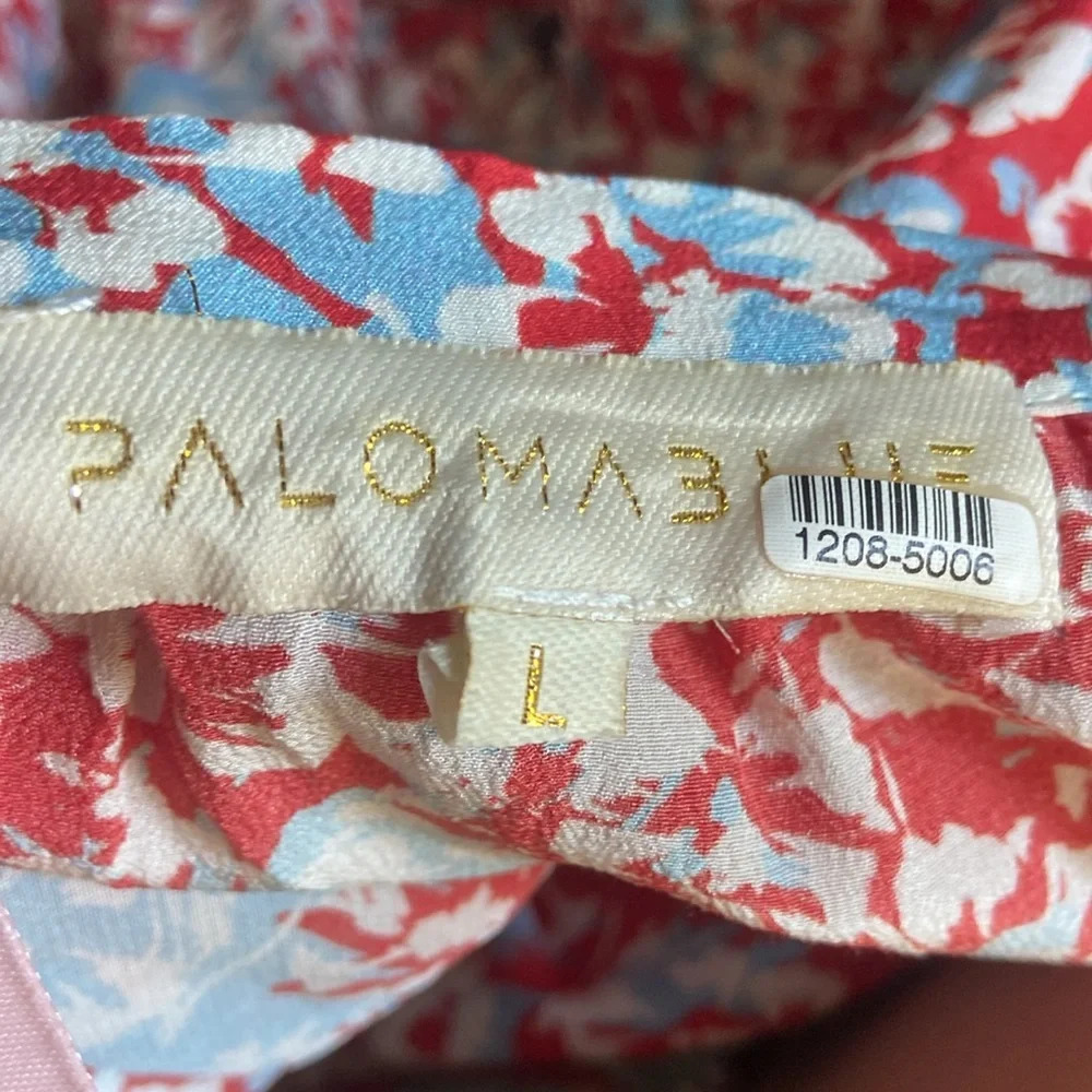 Paloma Blue 100% Silk Mini Skirt Floral 90’s Babydoll Tiered Sz L - Picture 7 of 8